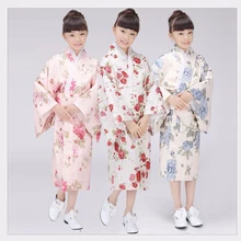 Кимоно в японском стиле для маленьких девочек; детское нарядное платье с цветочным рисунком; винтажный костюм для костюмированной вечеринки для маленьких девочек; милое платье для девочек
