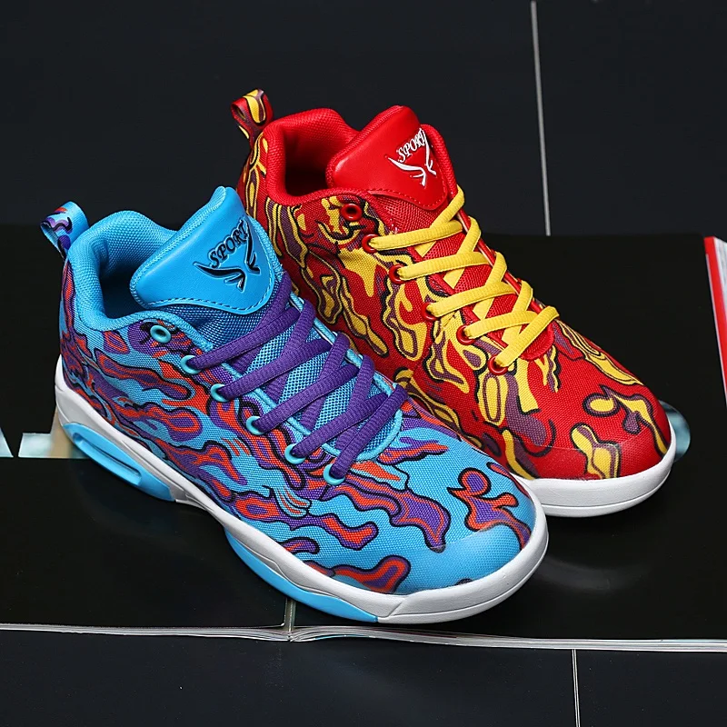 Новые мужские баскетбольные кроссовки zapatillas hombre Deportiva желтые дышащие мужские Ботильоны баскетбольные кроссовки спортивная обувь - Цвет: Red and blue mix and