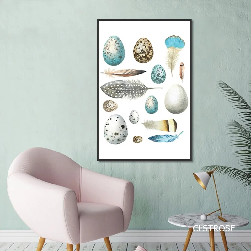 Холщовые картины в скандинавском современном стиле с перепелом и перьями