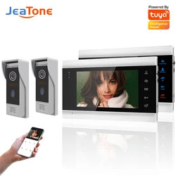 Jeatone – système d'interphone vidéo wi fi pour Villa, 2 sonneries avec 2 moniteurs, Tuya, Kit mains libres pour 2 portes, AHD 720P 