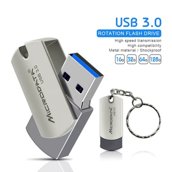 

Hot sale USB 3.0 Metal pen Drive 16GB 32GB Pendrive Rotatable usb flash drive 64GB 128GB memory stick U Disk with key chain