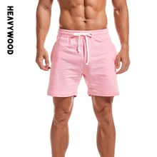 Heavywood Men's Casual Pink Shorts Cycling Gym Sweatshorts Jogger Sport Fitness Running Streetwear Loose 100% Cotton Home Shorts