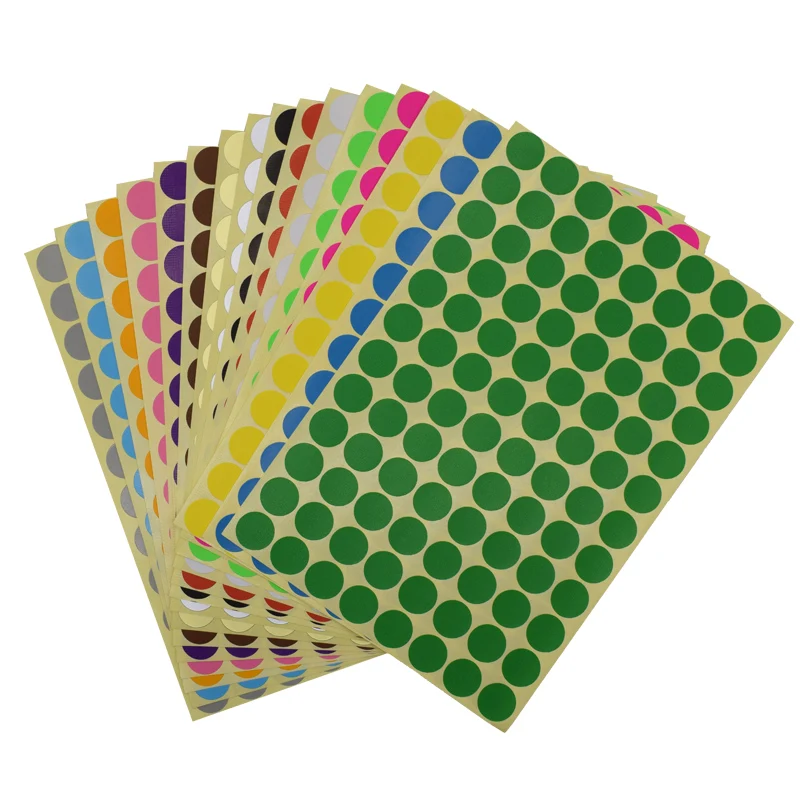 Blank Round Dot Stickers Sheet Self Adhesive Paper Label DIY Tags 6mm 8mm 10mm 13mm 16mm Pink Red Gold Black White Yellow label sticker
