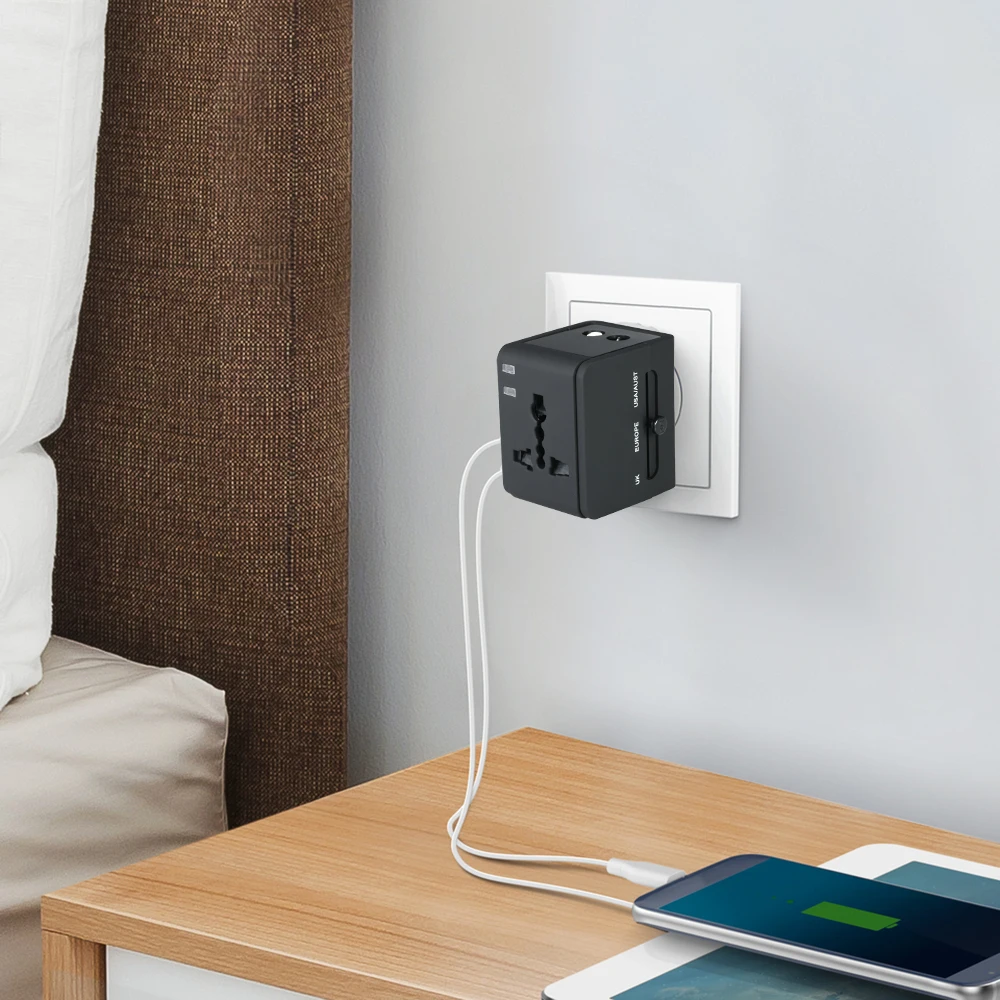 Универсальное устройство Мощность Travel Adapter по всему миру Электрический Штекерный разъем USB международной Мощность переходник для UK AU США и Европы