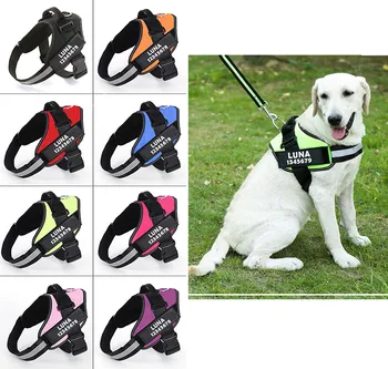 

New Personalized Dog Harness Adjustable NO PULL Reflective Breathable Pet Harness with ID Custom Patch For Vest Outdoor Walking