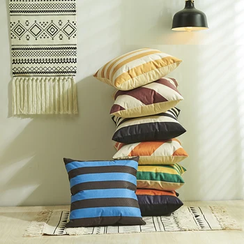 

Sofa Cushion Cover 45X45Cm Christmas Decorations Stripe Pillowcase Autumn Decoration Case Rectangular Cushion Pillows Decor Home