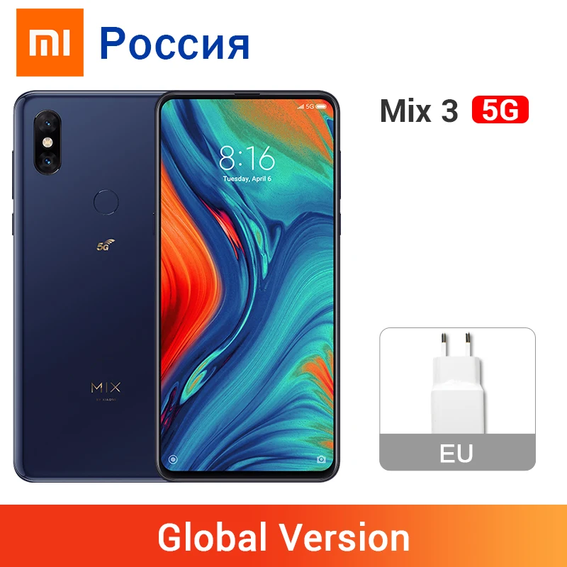 Смартфон Xiaomi Mi Mix 3 глобальная версия сеть 64 Гб/128 ГБ Восьмиядерный процессор Snapdragon