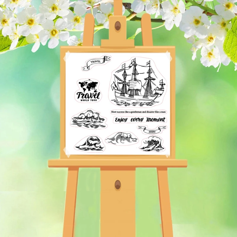 

Travel Sailboat DIY Silicone Clear Stamp Cling Seal Scrapbook Embossing Album Decor Craft