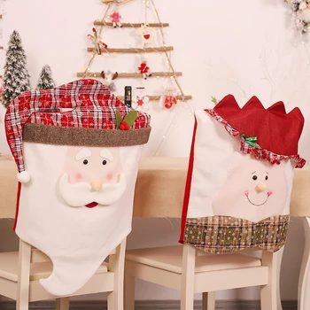 

1PC Santa Claus Cap Chair Cover New Year Dinner Table Christmas Hat Chair Back Covers Xmas Decorations For Home Chair Covers