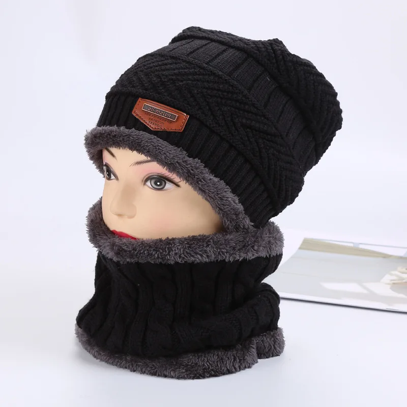 2 pcs of black Modis/зимняя вязаная шапка для мужчин и женщин, 2 предмета в комплекте, Теплая эластичная повязка аксессуары для волос Детские повязки для волос, Шапка-бини - Цвет: 2 pcs of black