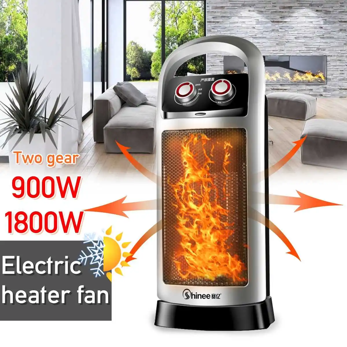 

220V 1800W Portable Electric Heater Fan Heater Desktop Household Wall Handy Heating Stove Radiator Warmer Machine for Winter