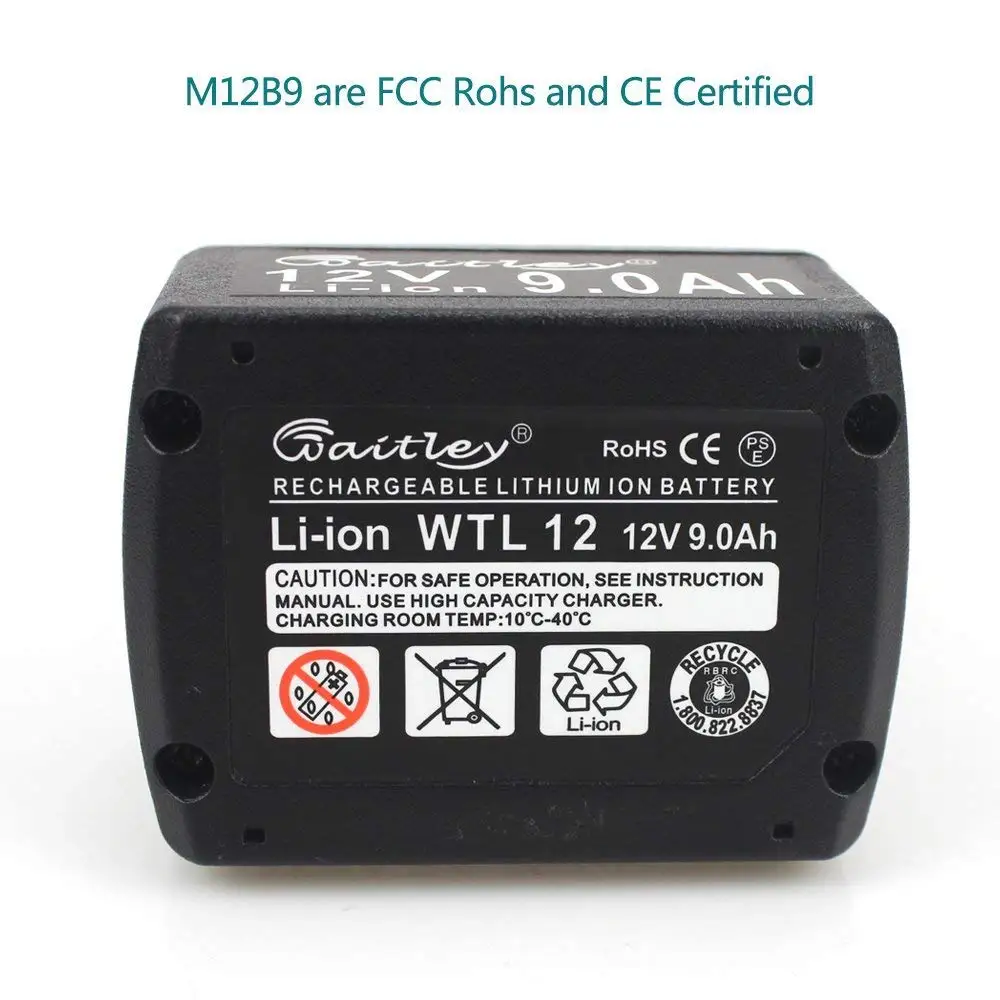 Waitley 12 V 9.0Ah 9000mAh литий ионный аккумулятор M12 для аккумуляторов Milwaukee
