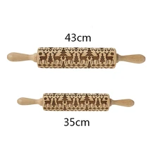 43 см/35 см Рождество сосновый цветок лист Лось тиснением деревянный ролик скалка для выпечки Кондитерские инструменты