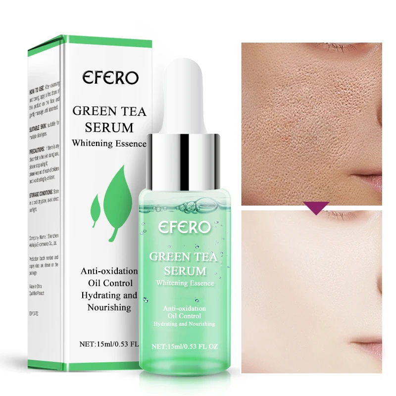 EFERO green tea Essence Сыворотка для лица увлажняющая отбеливающая лицевая Сыворотка антивозрастная Сыворотка для лица термоусадочная поры кожи ремонт уход 15 мл