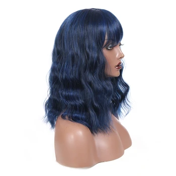 

Tinashe Beauty Wigs For Women Blonde Pink Blue Brown Short Bob Wig Heat Resistant Female Wig Loose Wave Synthetic Wigs With Bang