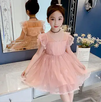 

New Arrival Girls Birthday Party Dress 2020 Summer Princess mesh Children's dress size 110-160cm Kids Clothing