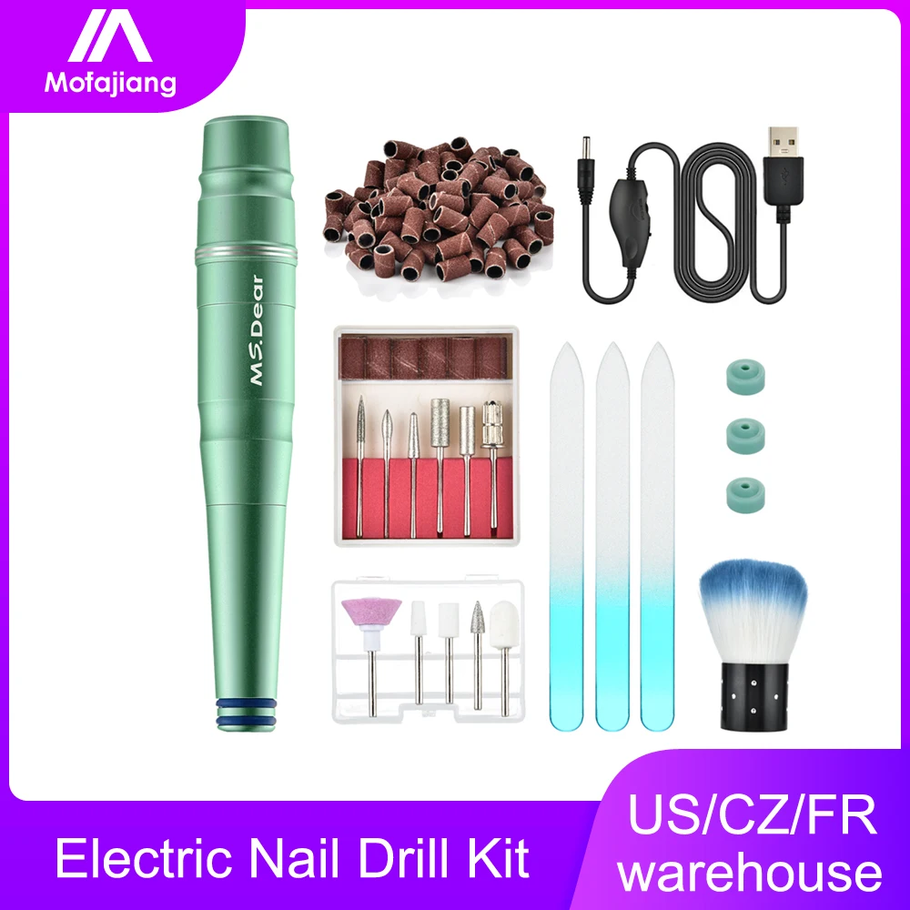 1 Set Electric Nail Drill Pen Machine Kit Manicure Pedicure 6 Bits Sanding Buffer File Brush Grinding Heads USB | Красота и здоровье