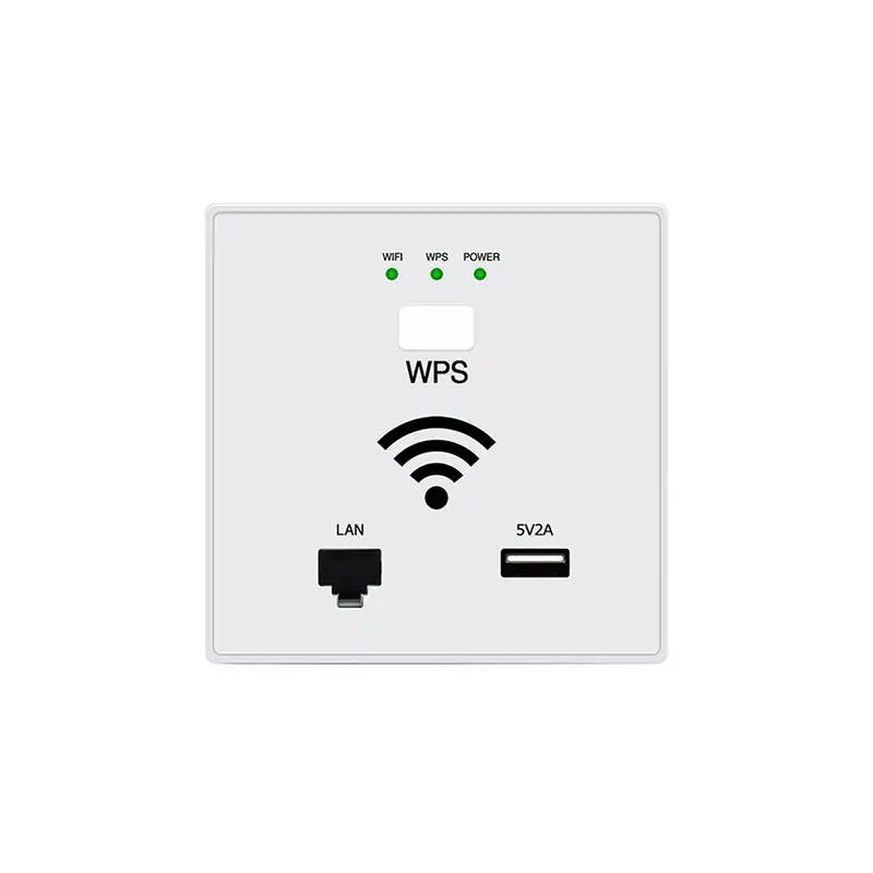 Белый 300 Мбит/с в стене AP WiFi точка доступа Беспроводная розетка для отеля Wi-Fi проект поддержка AC управление USB WPS шифрование - Цвет: Белый