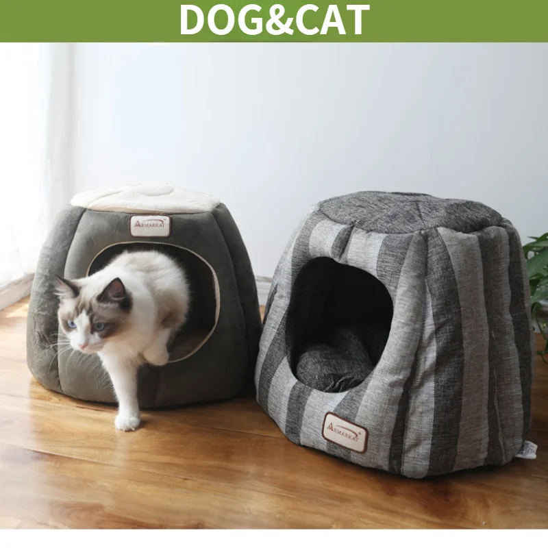 

Winter Warm Dog House Pet Nest Cat Sleeping Bag Deep Sleep Semi-Closed Cat Tent Cat Bed Small Medium Kennel Cat Pets Home Cave