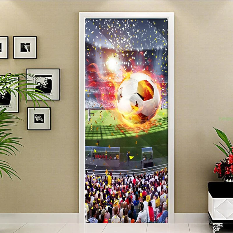 

3D Wallpaper HD Huge Football Field 3D Mural Living Room Study Room 3D Door Sticker PVC Self Adhesive Waterproof Wall Sticker