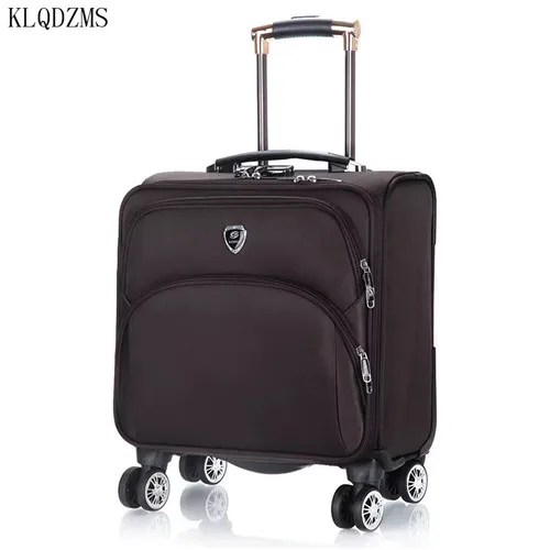 brown KLQDZMS модная многофункциональная мужская деловая чемодан на колёсиках 18 дюймов чемодан дорожная сумка с колесиками женский чемодан - Цвет: brown
