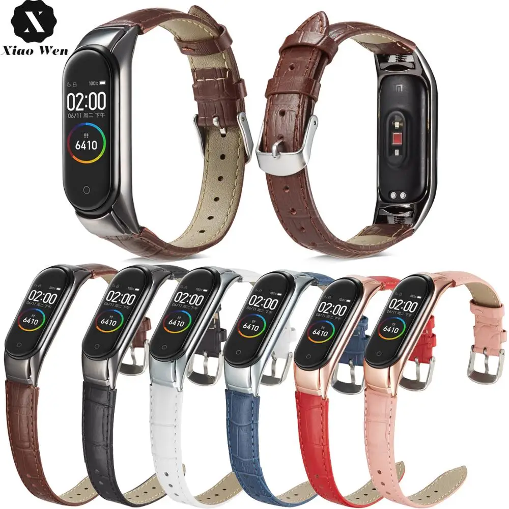 Кожаный браслет для Xiaomi Mi Band 3 сменный ремешок из натуральной крокодиловой кожи