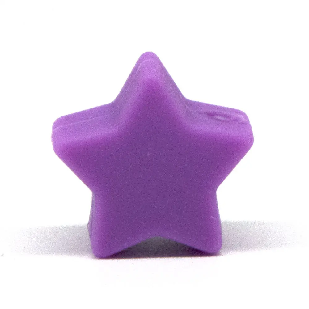 Purple Stars 20 шт Мини-корона, звезды, силиконовые бусины, сердце, сделай сам, браслет, силиконовые коралловые бусины для изготовления ювелирных изделий, BPA Free Perle, детские товары - Цвет: Purple Stars