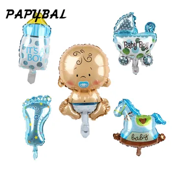 

5pcs Mini globos foil balloons Baby Boy air Balloons 1th baby stroller ball for girl Birthday inflatable Party Decorations Kids