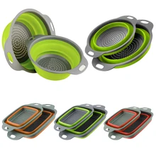 Colador plegable para cocina, escurridor para lavar frutas y verduras con mango, cesta de almacenamiento plegable, 1 unidad