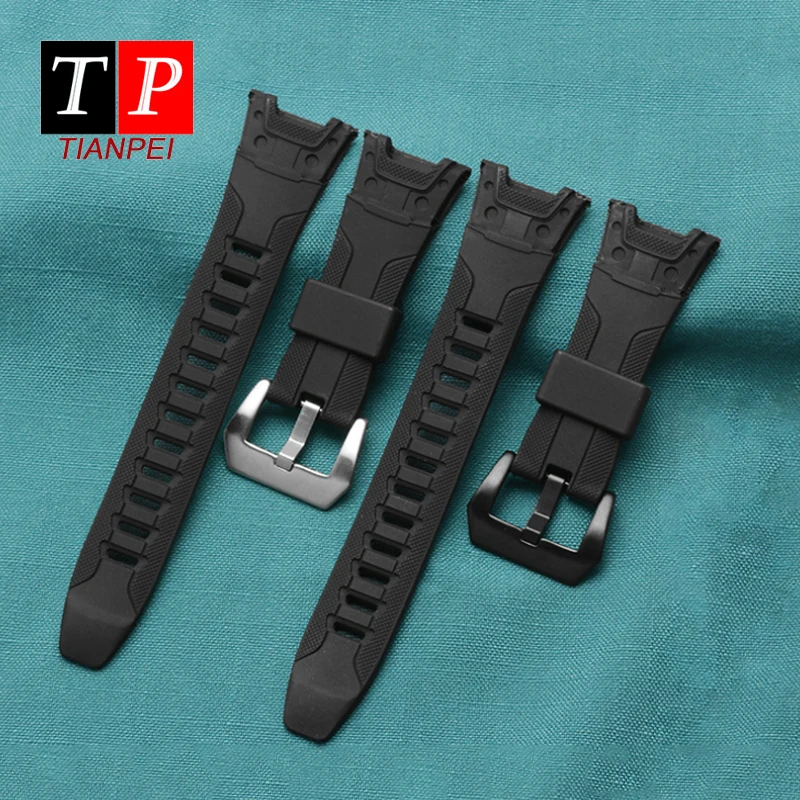 Silicone watch band for casio PRG-110Y/PRW-1300Y waterproof sports black rubber 13mm strap replace bracelet men's | Наручные часы