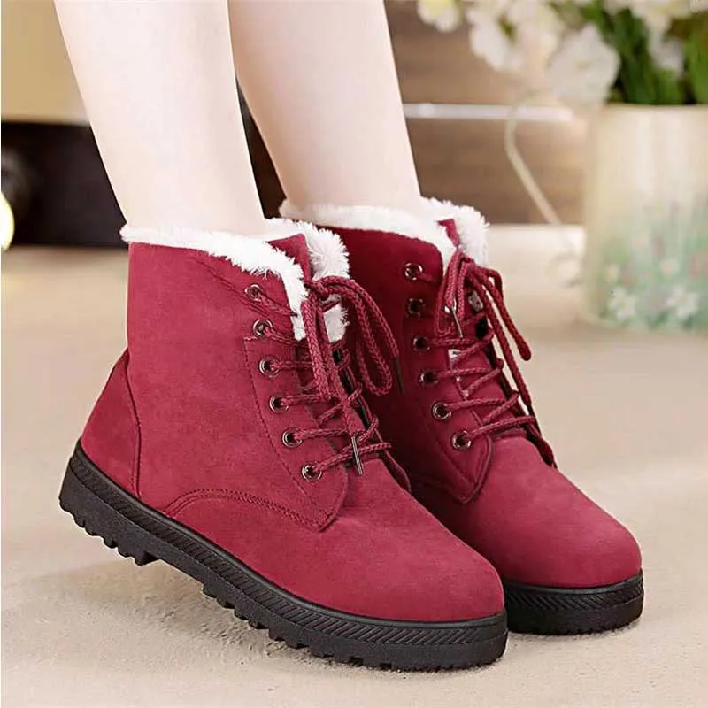 5 Обувь; женские ботинки; botas mujer invierno; коллекция года; chaussures femme; зимние ботинки на платформе; ботильоны на плоской подошве с круглым носком из плюша - Цвет: 5