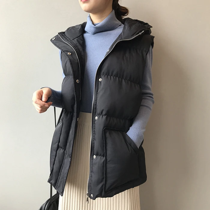 Women Solid Sleeveless Winter Keep Warm Winter Vest Coat with belt Women Breasted Loose Thick Fashion Vest