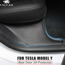 Protector de alféizar de la puerta trasera del coche, 2 unids/set/juego, para Tesla Model Y 2021, tira antigolpes, almohadilla, película adhesiva, accesorios