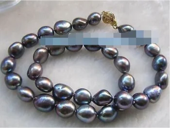

baroque 18" 9-10 MM AAA SOUTH SEA black PEARL NECKLACE 14K GOLD CLASP