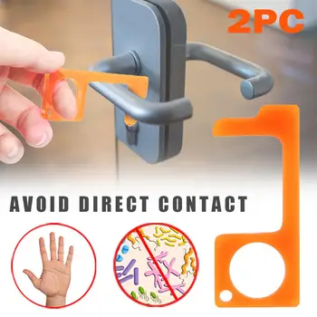 

Mini Non-Contact Door Opener Handheld Brass Keychain Opening Doors Elevator Button Avoid Contacting No-touch Keep Hand Clean @30