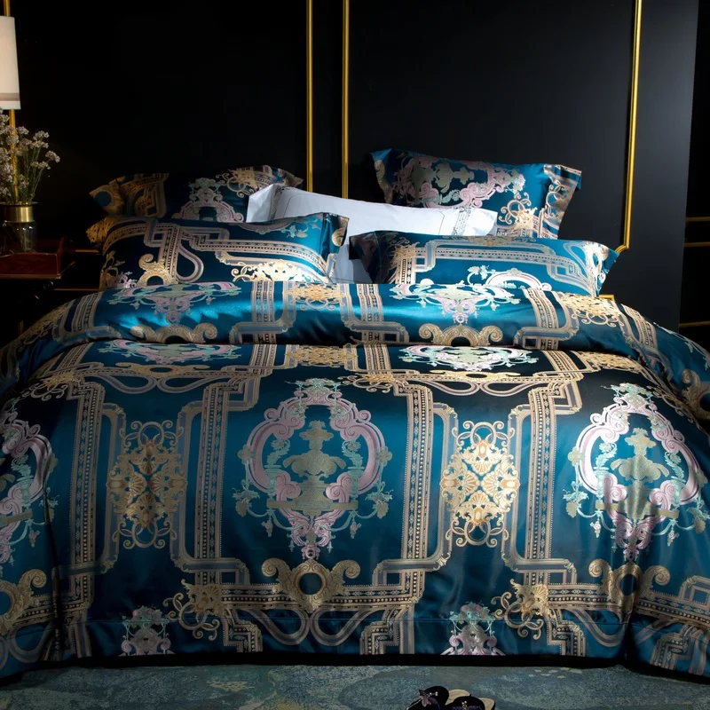 Luxury European Style Bedding Set Retro Premium Jacquard Duvet Cover 100S Egyptian Cotton Bed Sheet Linen Pillowcases 4pcs | Дом и сад