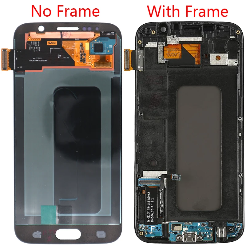 Оригинальный Super AMOLED ЖК дисплей для Samsung Galaxy S6 с рамкой 5 1 дюйма сенсорный экран
