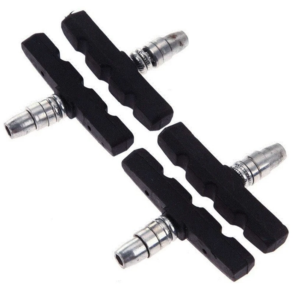 4pcs Bike Brake pads MTB Bicycle Braking V-Brake Holder Shoes Rubber Blocks Durable Cycling Accessories Bicycle Parts - Цвет: Черный
