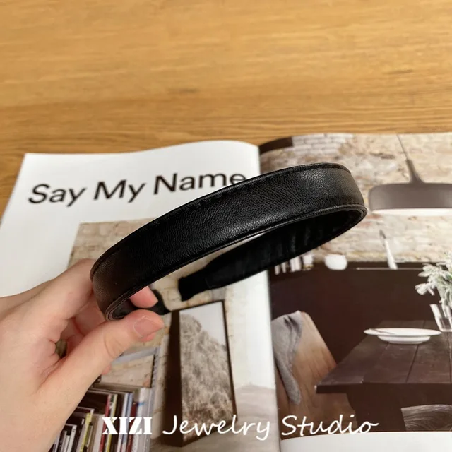 Vintage PU Leather Headband Hairbands Solid Headwear for Women Girls Fashion Hair Band Chic Hair Hoop Hair Accessories 1