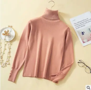 3 Fashionable Women Knitted Sweater Ladies solid autumn winter Long Sleeve Turtle Neck Sweater Pullover - Цвет: 3