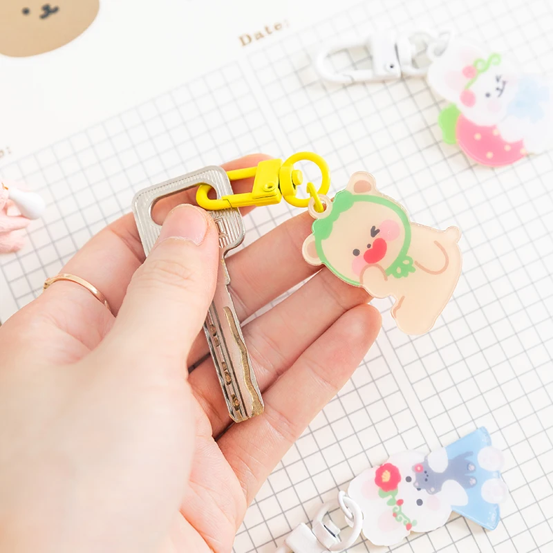 LLavero de conejo bonito Kawaii ins, colgante con forma de corazón de dibujos animados, mini cuenta de mano, marcador, versión coreana
