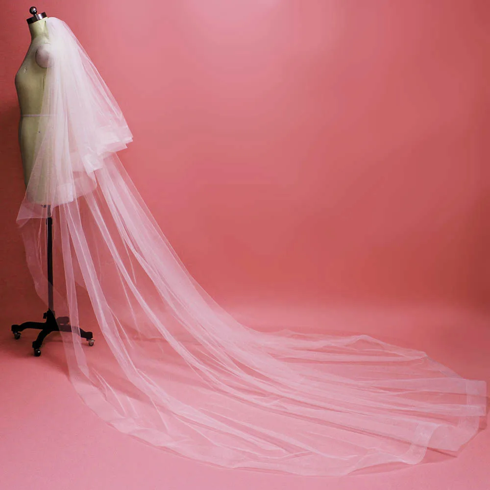

Real Photos White Ivory Horsehair 2 Layer Cathedral Long Wedding Veil for Bride 3 M Bridal Veil with Comb Wedding Accessories