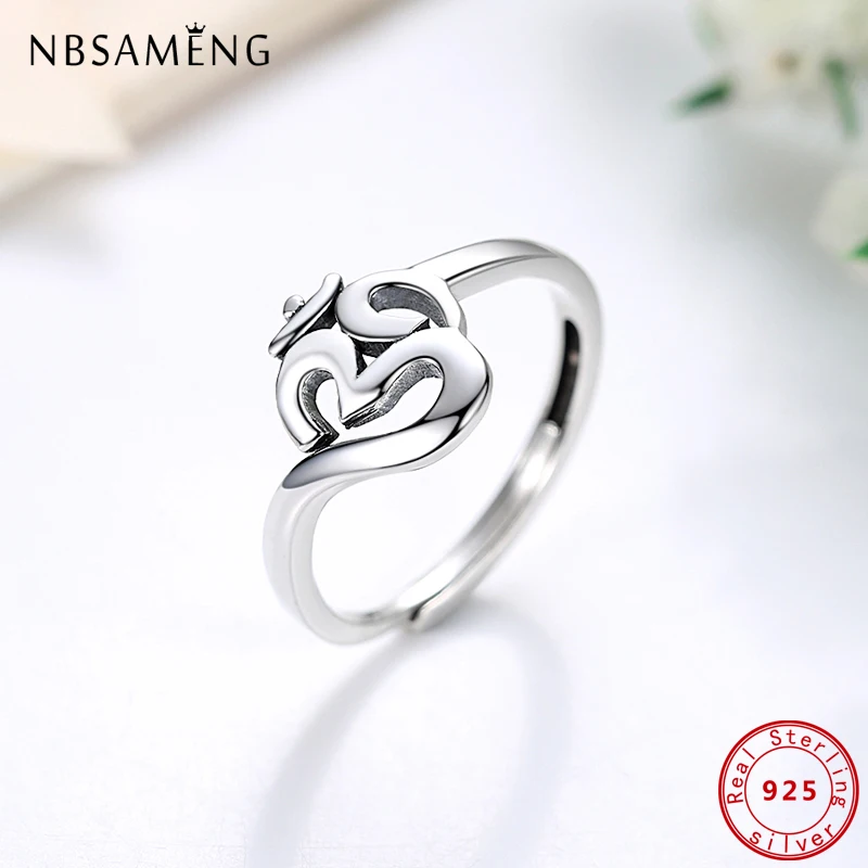 Silver Ring 925 Sterling Om Symbol Adjustable Finger for Women Gift