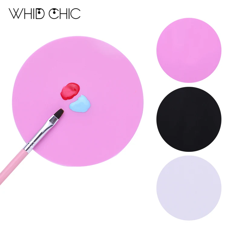 WHID CHIC белый черный розовый силиконовая краска круглая палитра коврик для дизайна ногтей штамповочный коврик DIY Рисование цвет маникюрные инструменты аксессуары