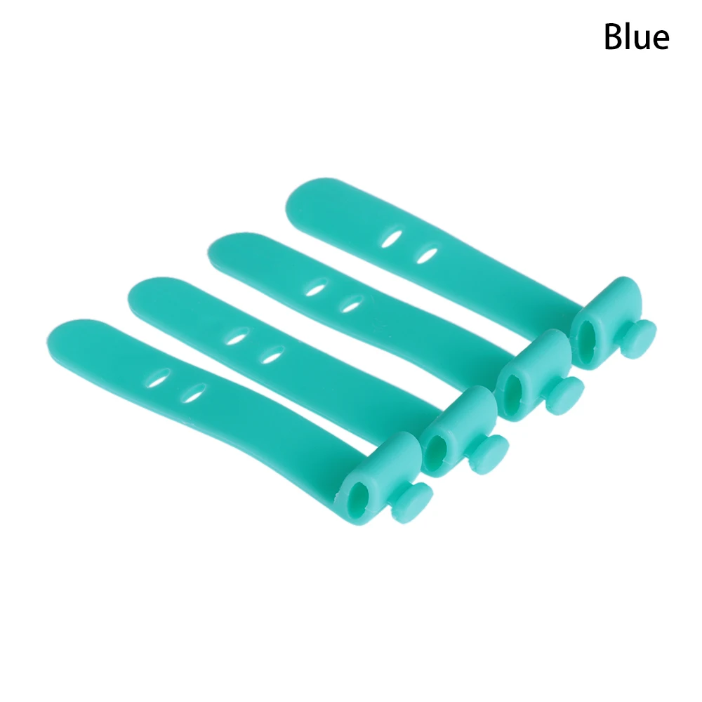 blue Хит, 4 шт., силиконовый органайзер, намотки, ремни, наушники, мягкая лента, USB провод, кабель, галстук, посуда, органайзер, держатель для хранения, зажимы для гарнитуры - Цвет: blue