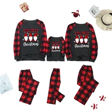 

Christmas Dwarf Print Pajama Set Parent-child Plaid Family Matching Outfits Long-sleeved Trousers Navidad Roupa Infantil Menina