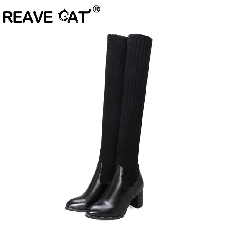 Женские сапоги-Челси REAVE CAT зимние эластичные сапоги до колена из шерсти