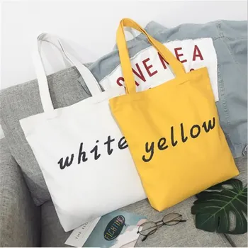 

Fashion Letter Printing Canvas Bag Women Girls Simple Large Capacity Storage Handbag Shoulder Bag Tote Reusable Shopping Bag