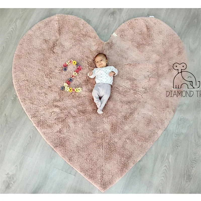 Heart-Shaped Cotton Girls Bedroom Rugs 120cm Baby Crawling Mat Children's Play Mat Nordic Home Decor Studio Photography Props