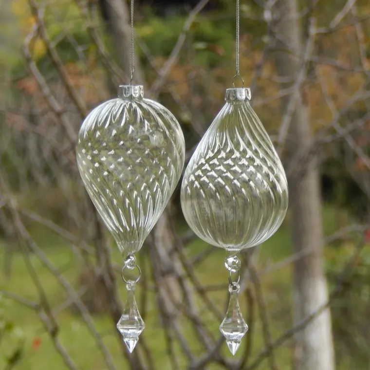 Striped Christmas Ball Glass Pendant | Дом и сад